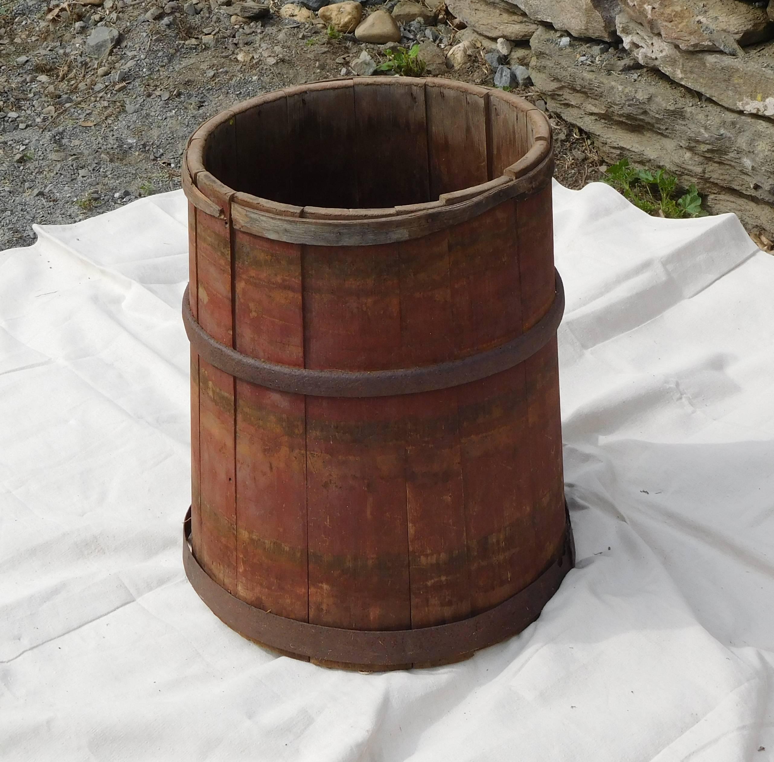 Hand-Crafted Large Master Maple Sap Collecting Barrel in Old Red Wash, Vermont, circa 1880 For Sale