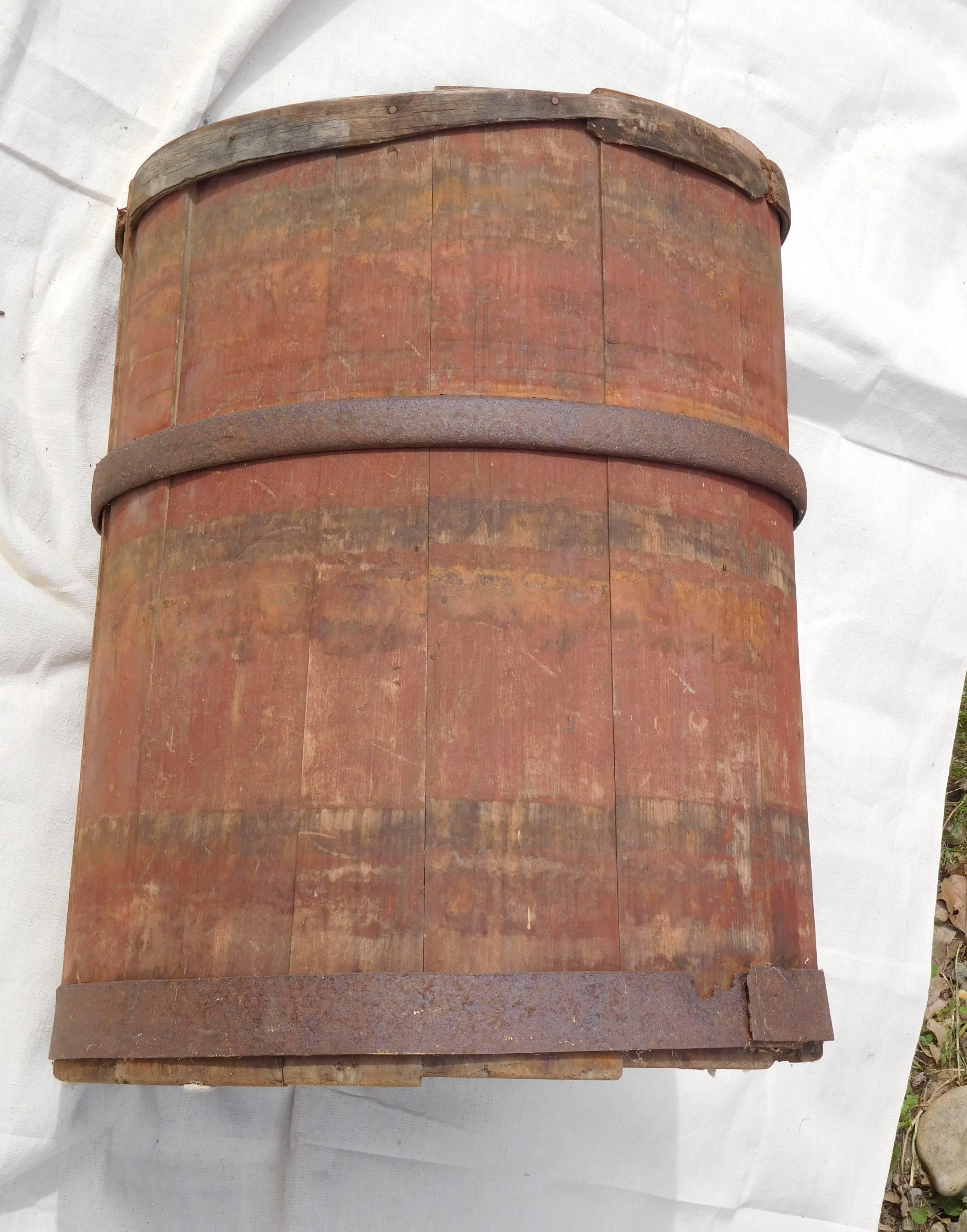 19th Century Large Master Maple Sap Collecting Barrel in Old Red Wash, Vermont, circa 1880 For Sale