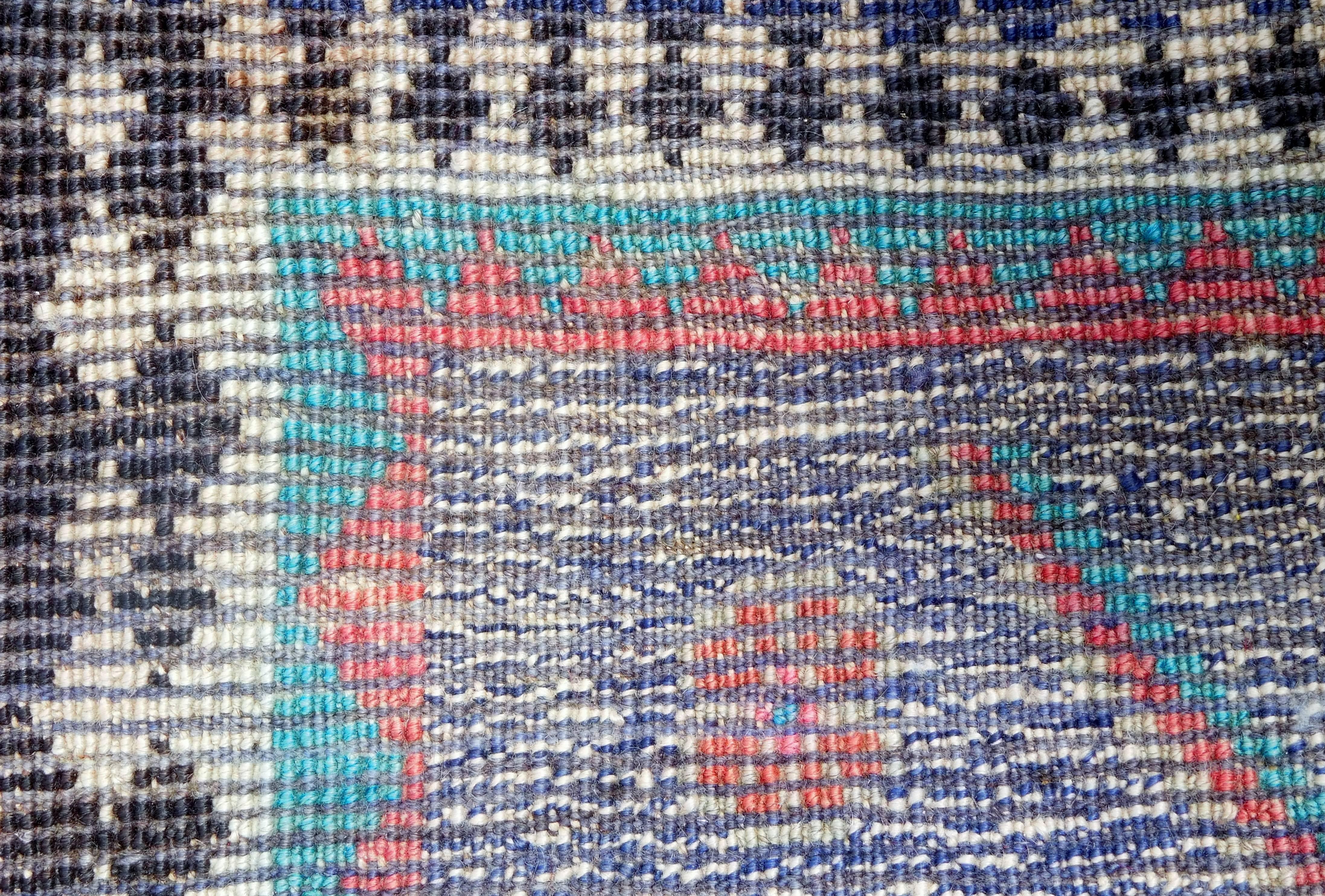 Vintage Persian Gabbeh Rug with Blue Field and Traditional Symbols, circa 1985 For Sale 2