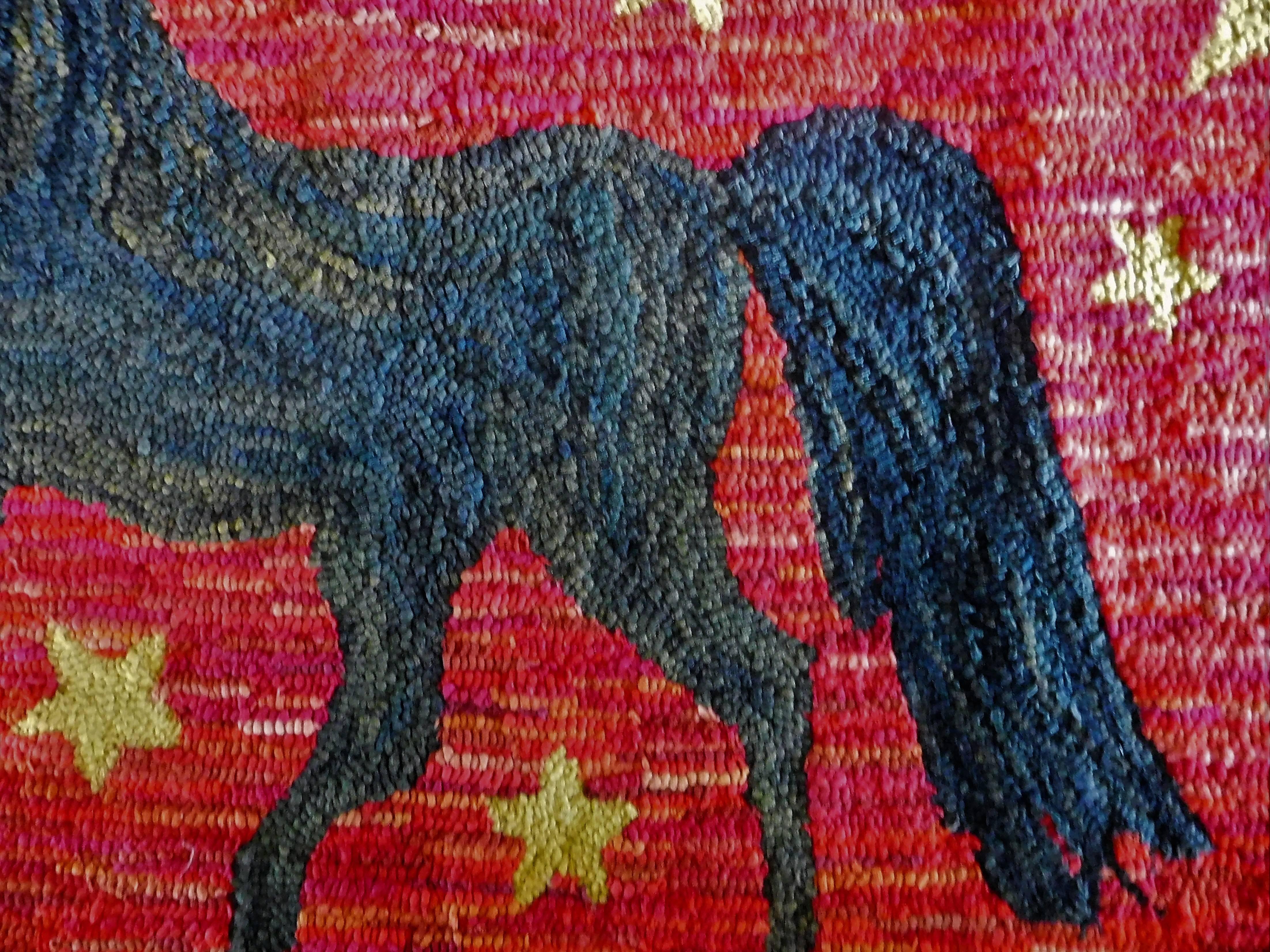 Prancing Morgan Horse on a Hooked Hearth Rug, American Folk Art, 19th Century For Sale 2
