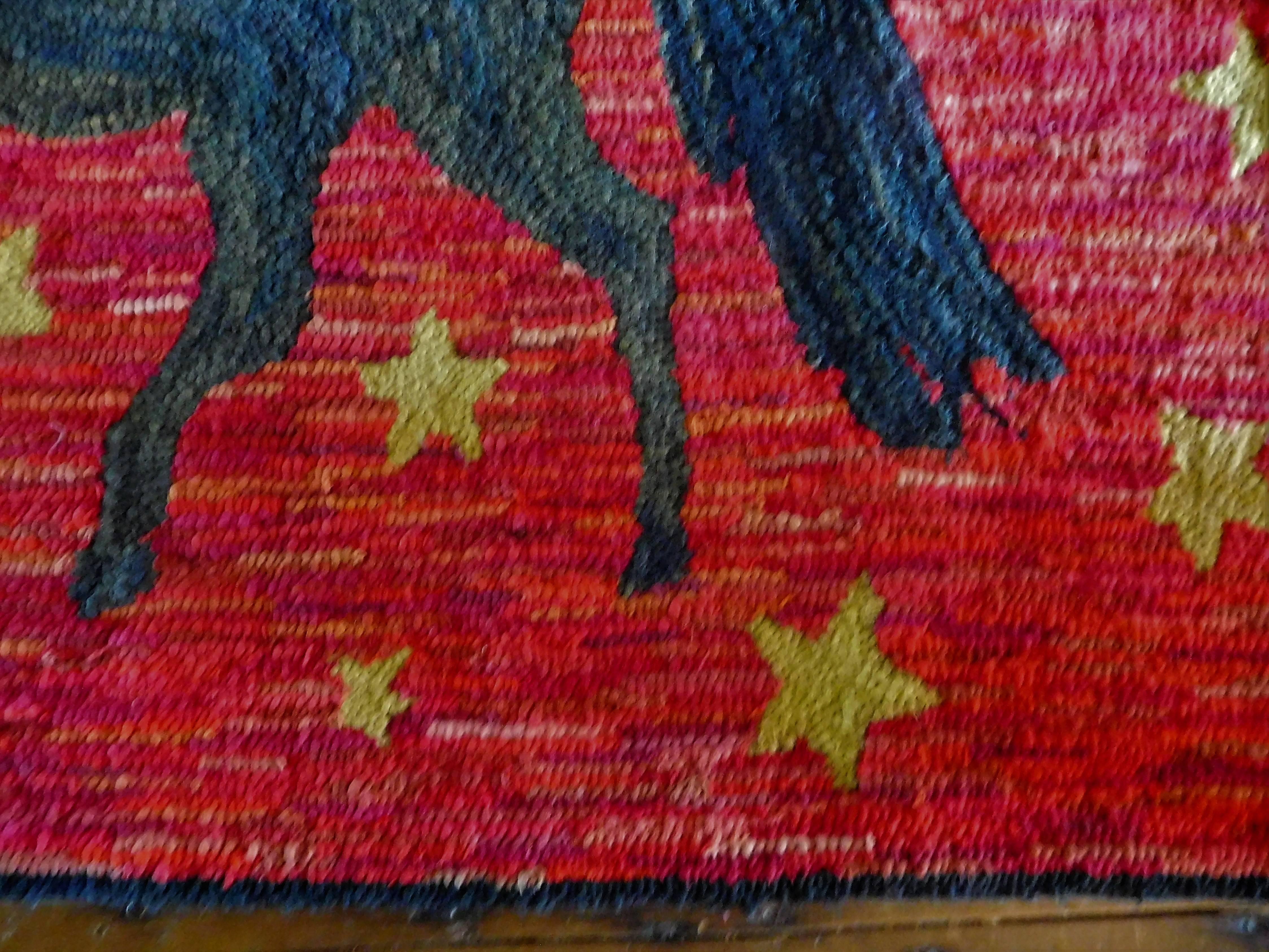 Prancing Morgan Horse on a Hooked Hearth Rug, American Folk Art, 19th Century For Sale 3