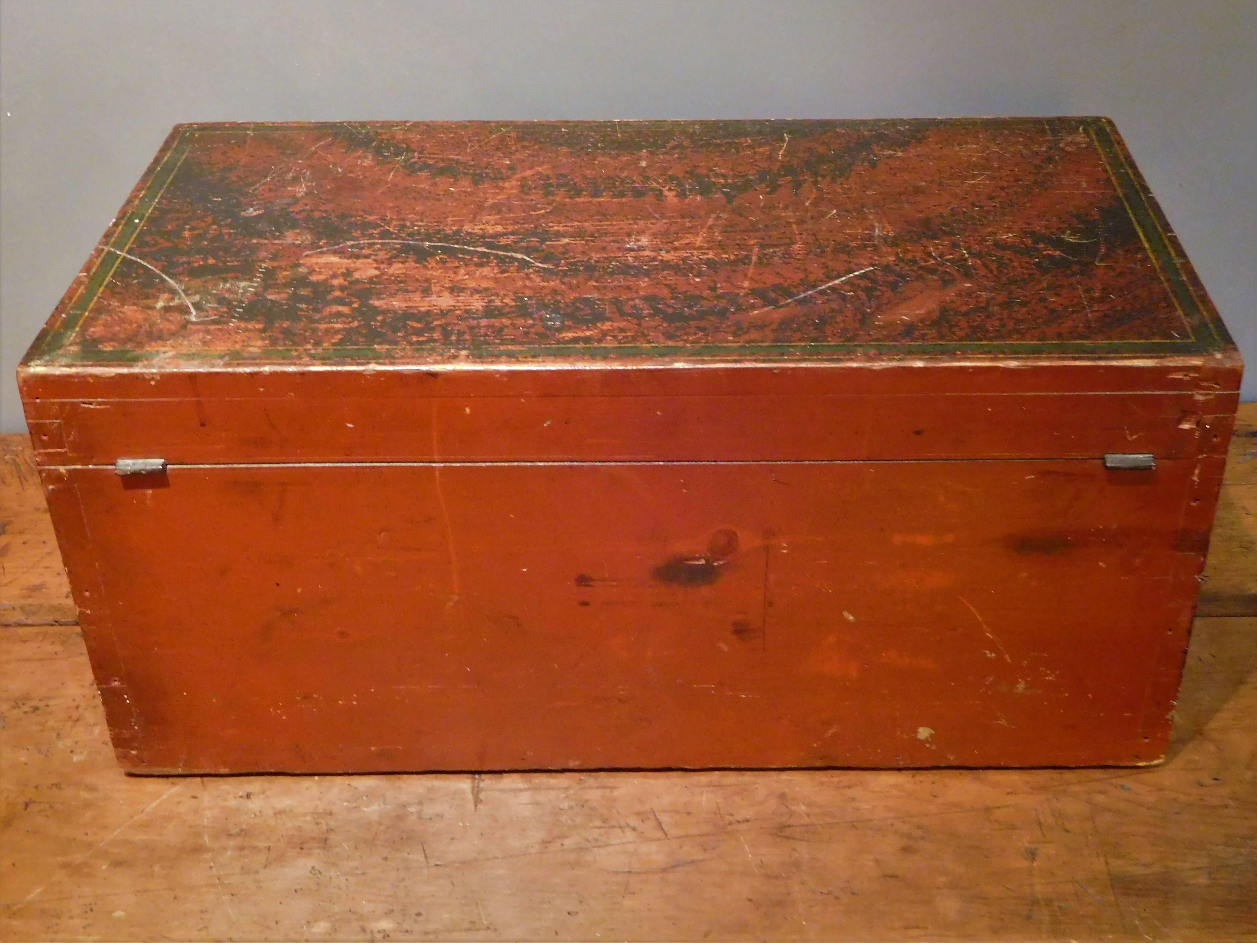 Iron Decorated Storage or Document Box, New England Folk Art, Mid-19th Century For Sale