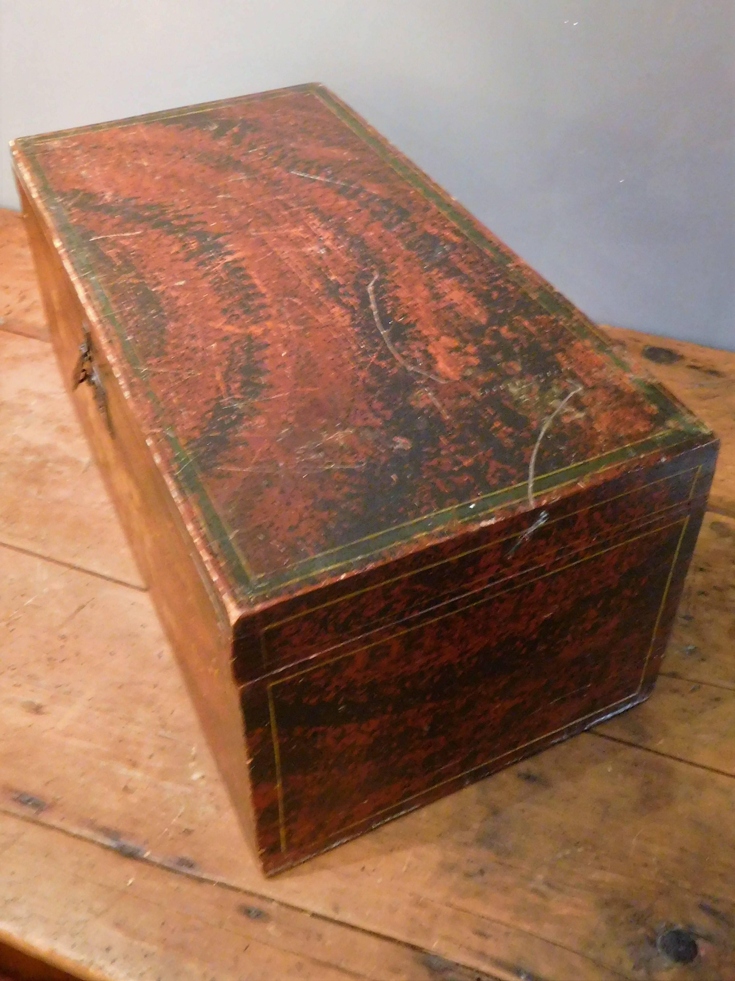 Decorated Storage or Document Box, New England Folk Art, Mid-19th Century For Sale 1