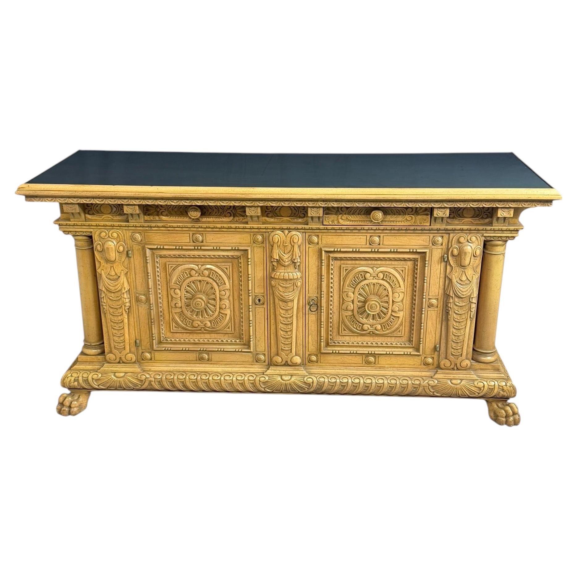 Antique Oak Renaissance Revival style Credenza or sideboard For Sale