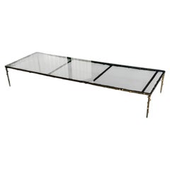 Bronze based mid-century Hollywood Regency style Bamboo Inspired coffee table