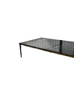 Bronze based mid-century Hollywood Regency style Bamboo Inspired coffee table