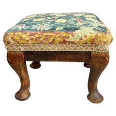 Antique Queen Anne style needlepoint footstool
