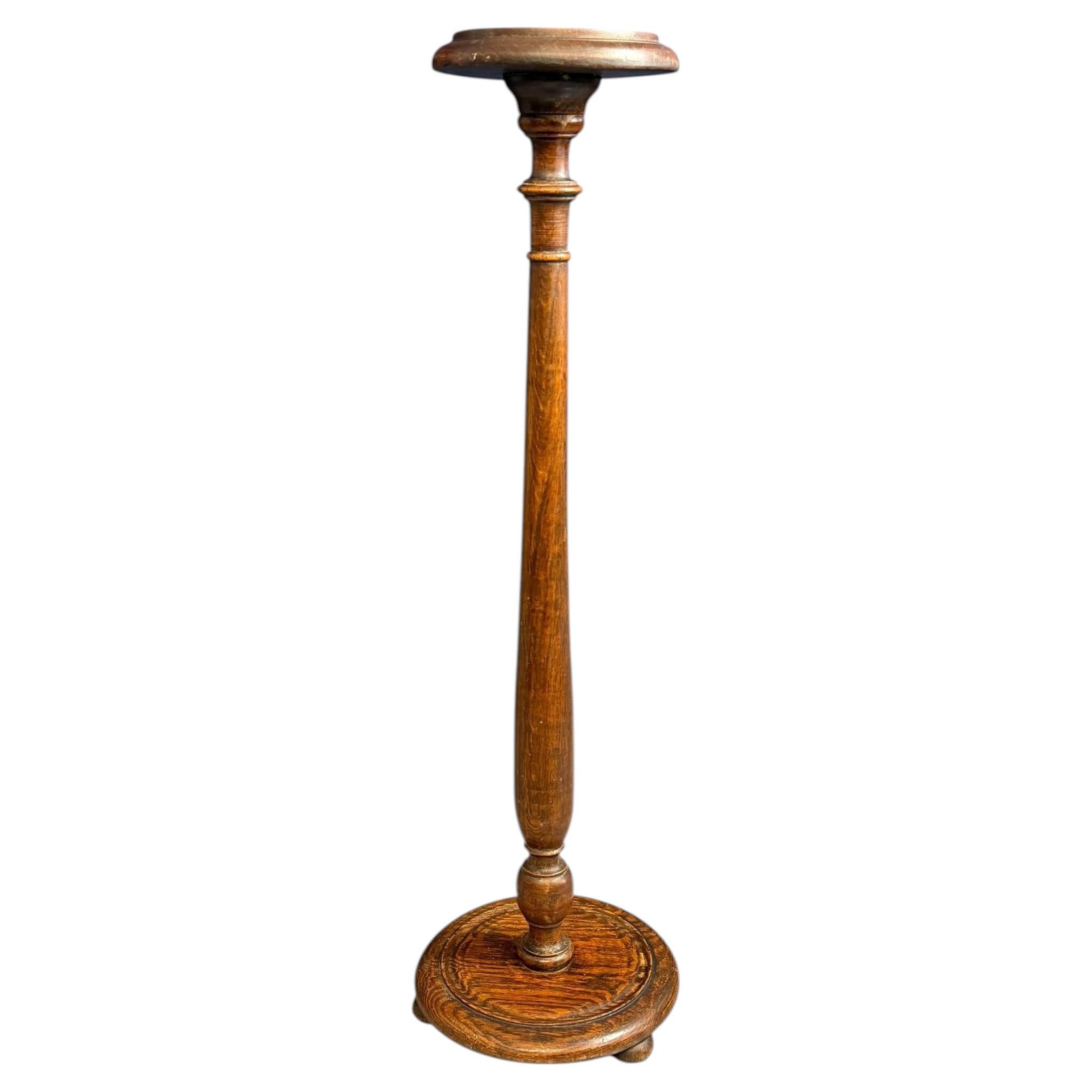 Antique turned wood pedestal stand or Jardinere