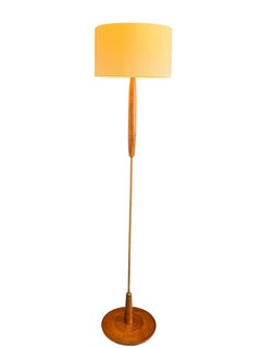 Scandinavian Mid Century Modern Teak & Brass Floor Lamp