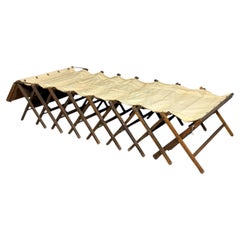 Early 20th-century vintage folding campaign bed or concertina bed