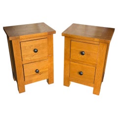 Pair of Modern Rustic Look Wooden Bedside Tables
