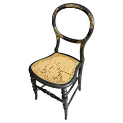 Victorian Ebonised Balloon-back Side Chair, Typically Dating from the Mid-to-lat
