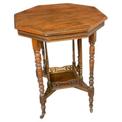 Victorian or Edwardian Octagonal Occasional Table on Casters - 1890 to 1910