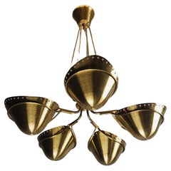 Retro Extremely rare Swedish Modern brass ceiling lamp, 1940s-50s
