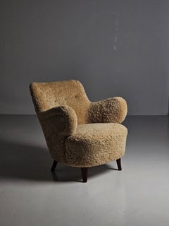 Very rare Swedish Modern lounge chair by Gustav Axel Berg, Sweden, 1940s