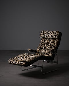 “Fenix” Lounge Chair by Sam Larsson for Dux in Chrome and Fabric, Sweden, 1970s