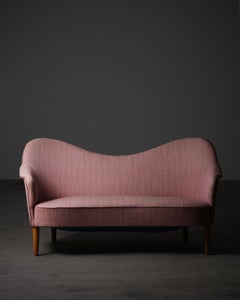 “Samspel” Sofa by Carl Malmsten in Original Pink Fabric, Sweden, 1950s