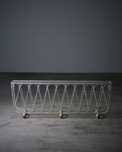 Flower Table in Cast Iron and Frosted Glass by Bjerkås Armatur, Sweden, 1940s