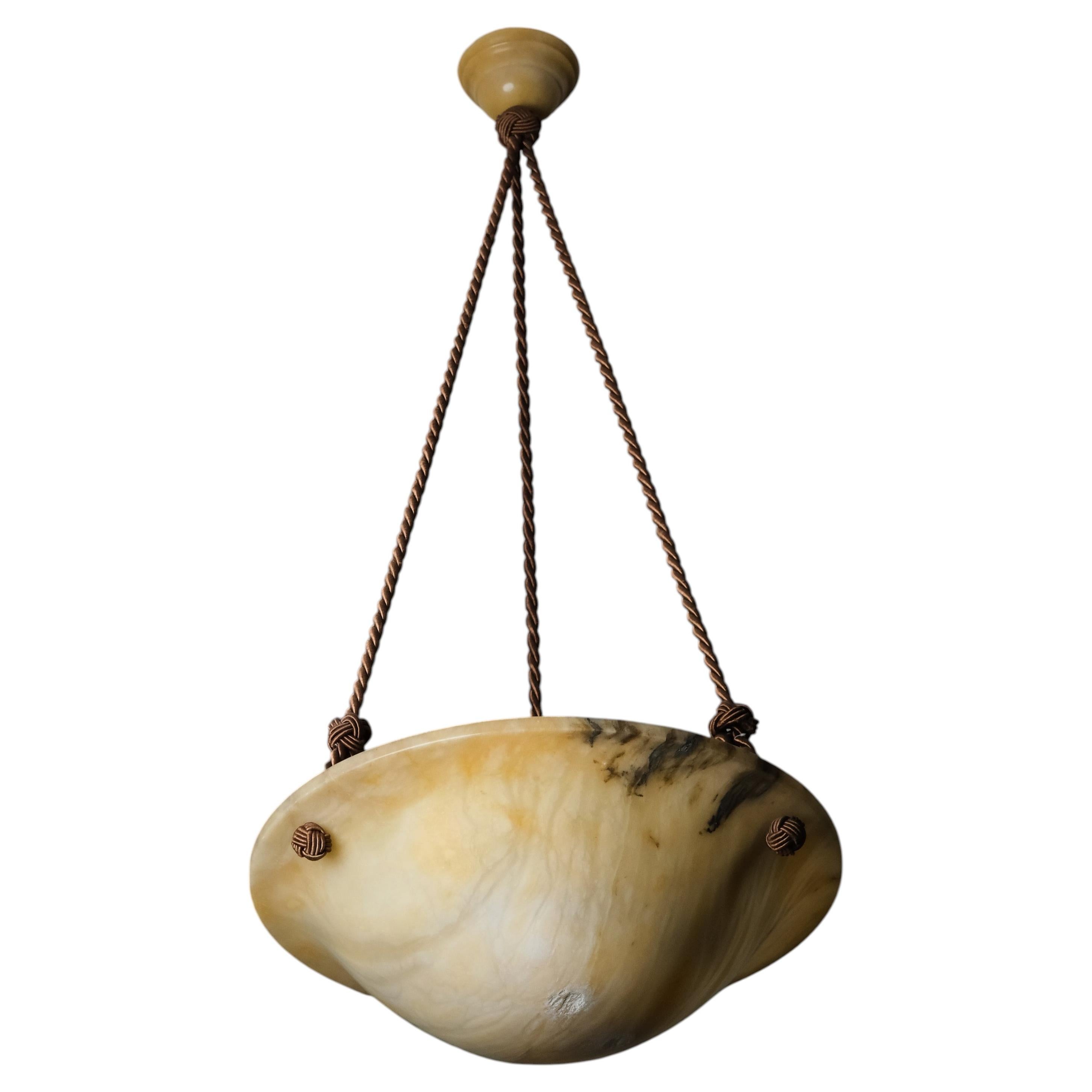 Alabaster Ceiling Lamp by an Unknown Designer, Sweden, 1930s For Sale