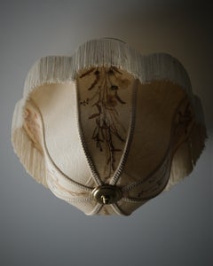 Swedish Mid-Century Parchment and Pressed Flower Ceiling Lamp, 1950s