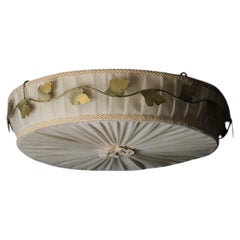 Scandinavian Modern Pleated Fabric Flush Mount, 1940s