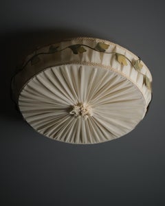 Scandinavian Modern Pleated Fabric Flush Mount, 1940s