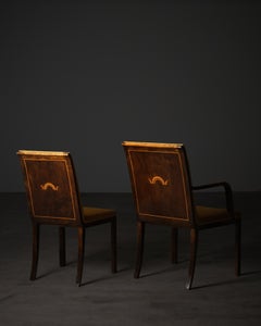 Zweier-Set „Swedish Grace“-Stühle aus Birkenholz mit Intarsien, Schweden, 1930er Jahre