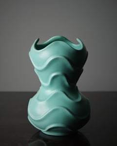 Rare Ewald Dahlskog Turquoise Ceramic Vase for Bobergs Fajansfabrik, 1930s