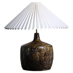 Large Ceramic Table Lamp by Åke Holm, Sweden, Mid-20th Century