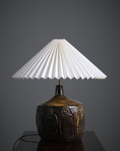 Large Ceramic Table Lamp by Åke Holm, Sweden, Mid-20th Century