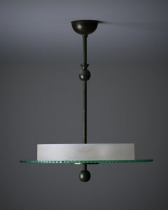 Swedish Grace Ceiling Light with Etched Glass, Sweden, 1930s