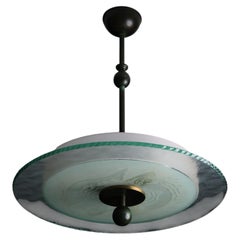 Swedish Grace Ceiling Light with Etched Glass, Sweden, 1930s