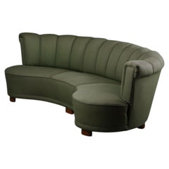 Sofá moderno escandinavo curvado, muy poco común, Suecia, década de 1930