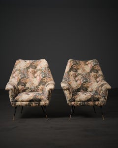 Ein Paar Mid-Century-Modern-Sessel mit Blumenmuster, Italien, 1950er Jahre