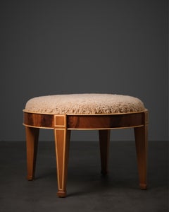 Swedish Grace ottoman in birch, beech and mahogany, Sweden, early 20th century