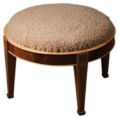 Swedish Grace ottoman in birch, beech and mahogany, Sweden, early 20th century