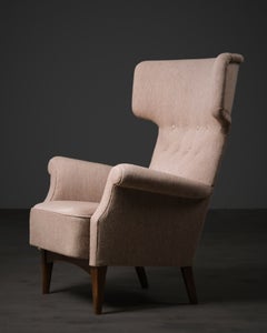 Søren Hansen sculptural wingback armchair for Fritz Hansen, Denmark, 1940s
