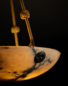 Swedish Grace Alabaster Ceiling Light, 1930s