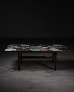 Erling Viksjø Conglo Coffee Table with Inlaid Stone, Norway, 1960s