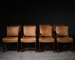 Set of Eight Karl-Erik Ekselius Teak and Leather Armchairs, 1950s