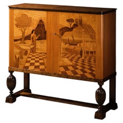 Model 2661 Cabinet by Mjölby Intarsia in Wood, Sweden, 1942