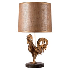 Italian Metal Art Rooster Lamp, c.1960s