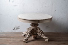 Carved Oak Oval Table, Lion Mask Pedestal, France, 19th Century