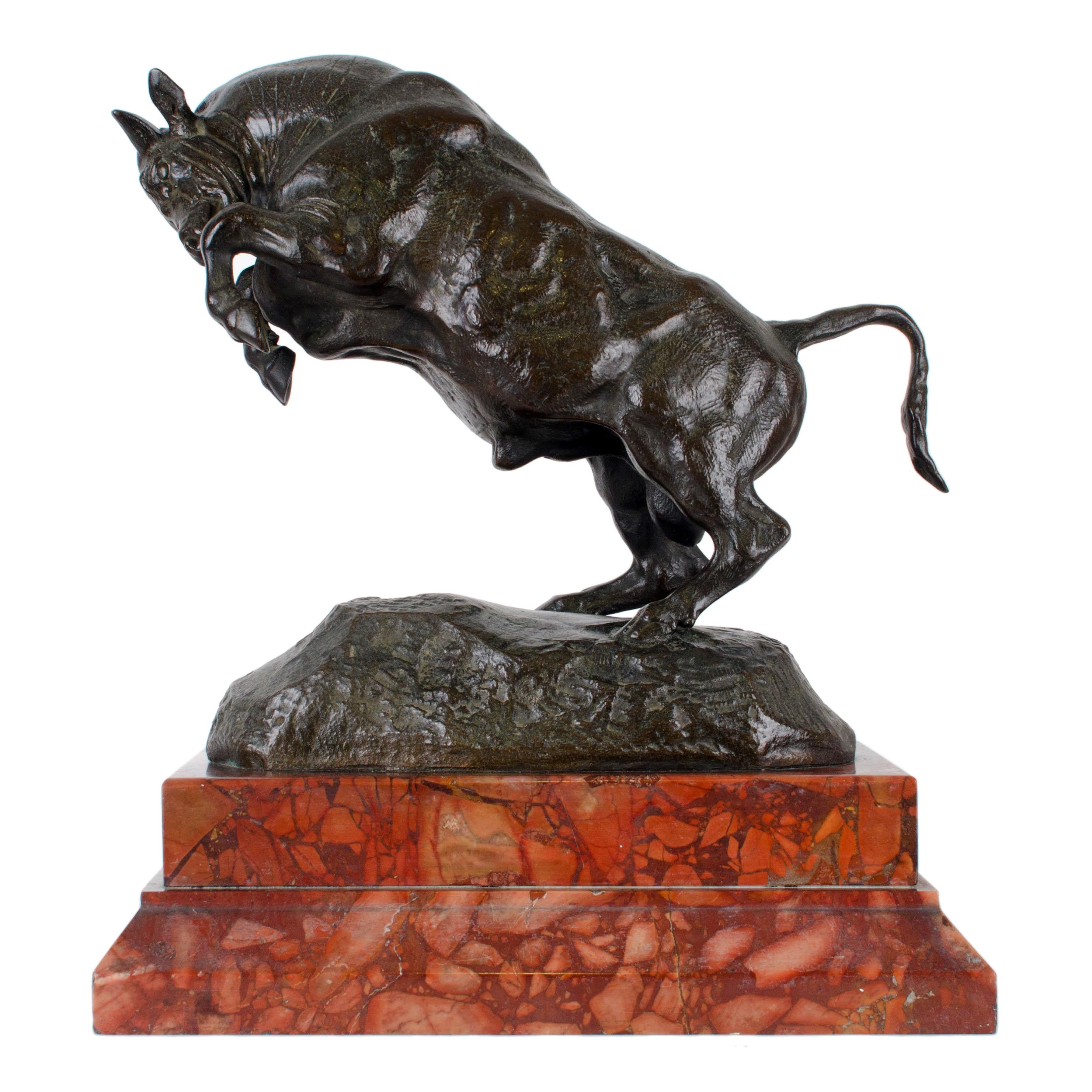 19th Century Antoine-Louis Barye - Taureau Cabré For Sale