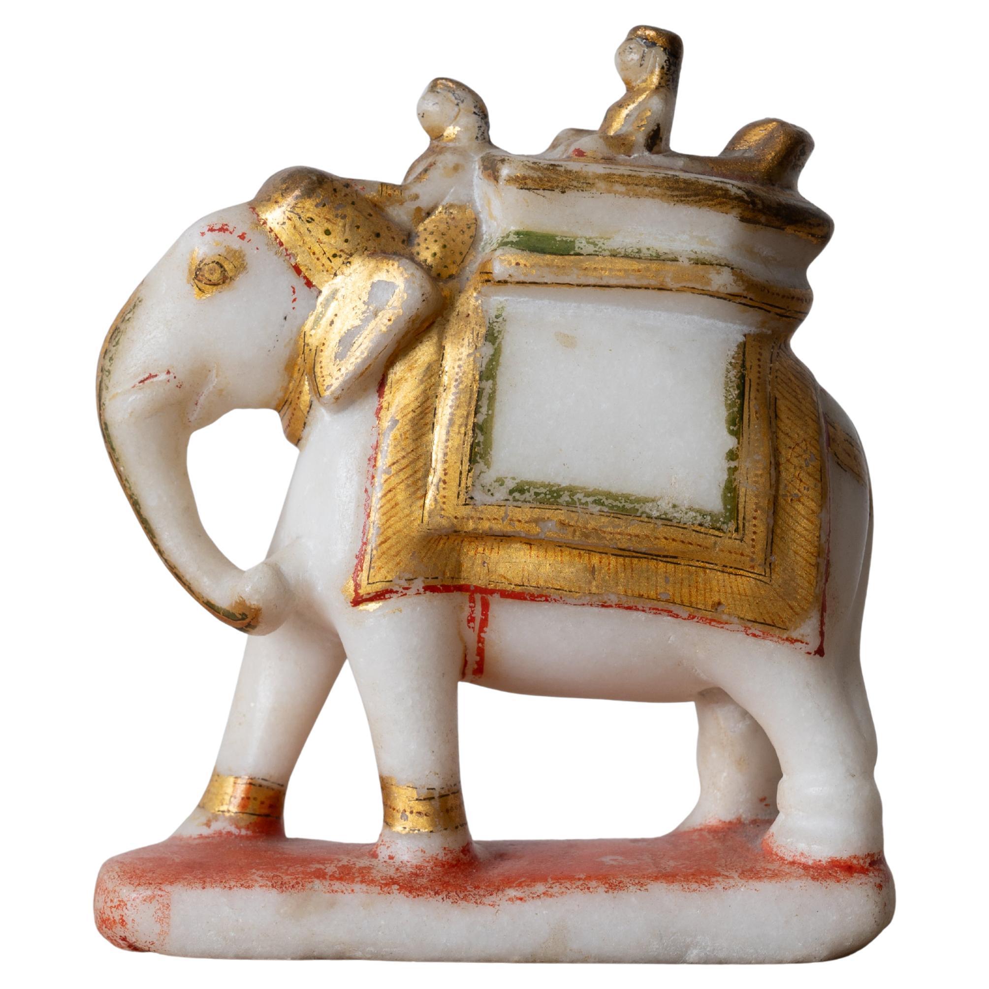 Indian Gilt Alabaster Elephant, 19th Century