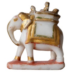 Antique Indian Gilt Alabaster Elephant, 19th Century