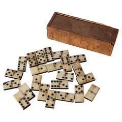 Antique English Bone & Ebony Dominoes, c.1900