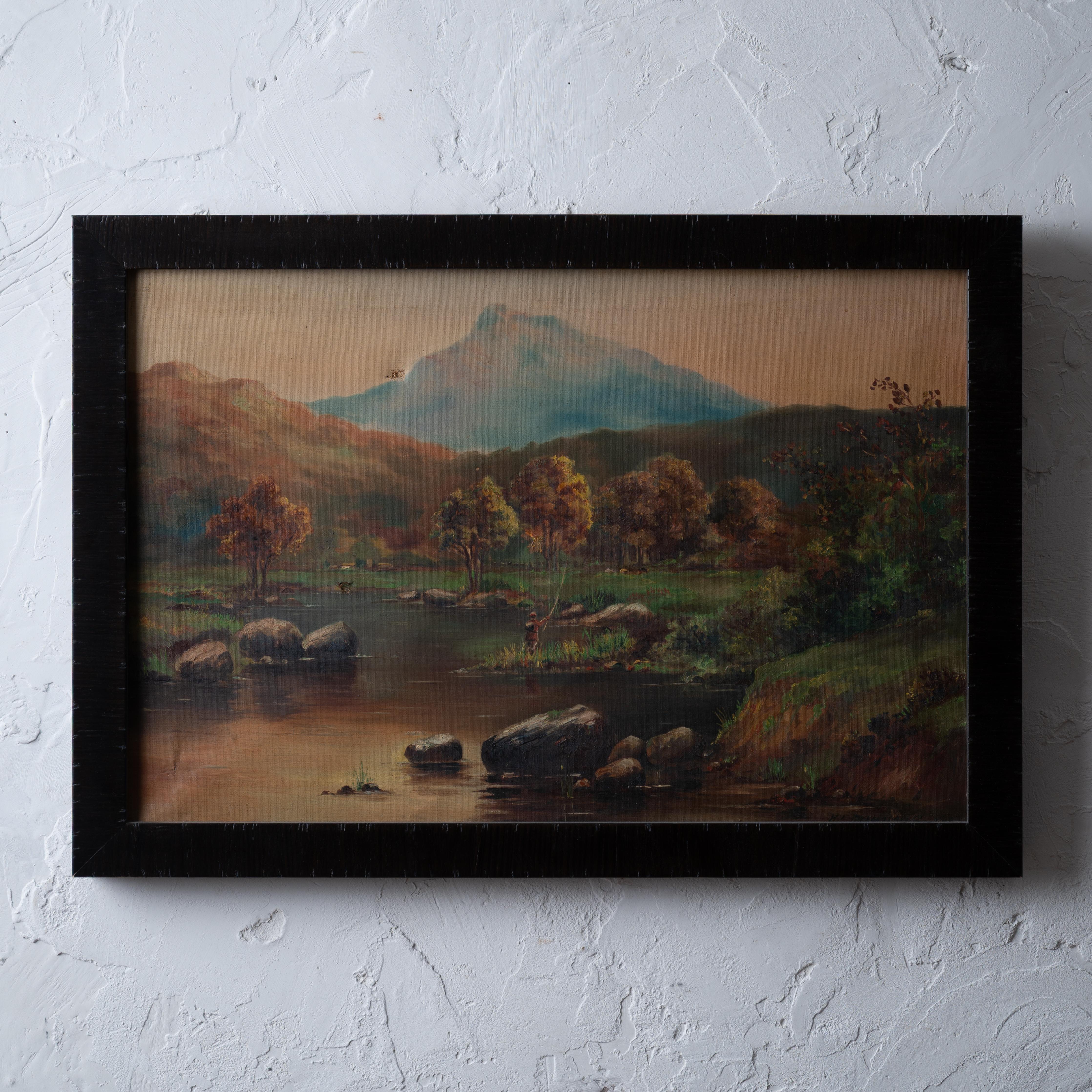 H.L. Plummer


Ein Landschaftsgemälde in Öl auf Leinwand, das einen Fliegenfischer an einem Gebirgsbach darstellt.

Gezeichnet H.L. Plummer und datiert 1919



Leinwand: 16 mal 24 Zoll

Rahmen: 26 ½ mal 18 ½ Zoll



