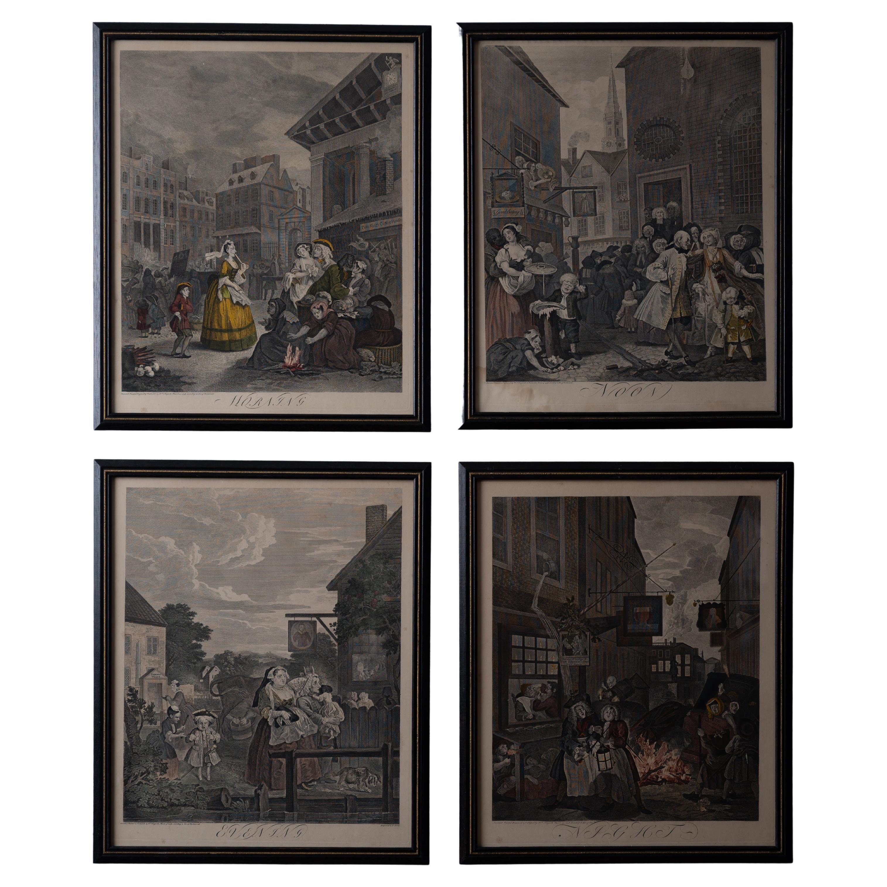 William Hogarth, Les quatre moments de la journée - Lot de 4