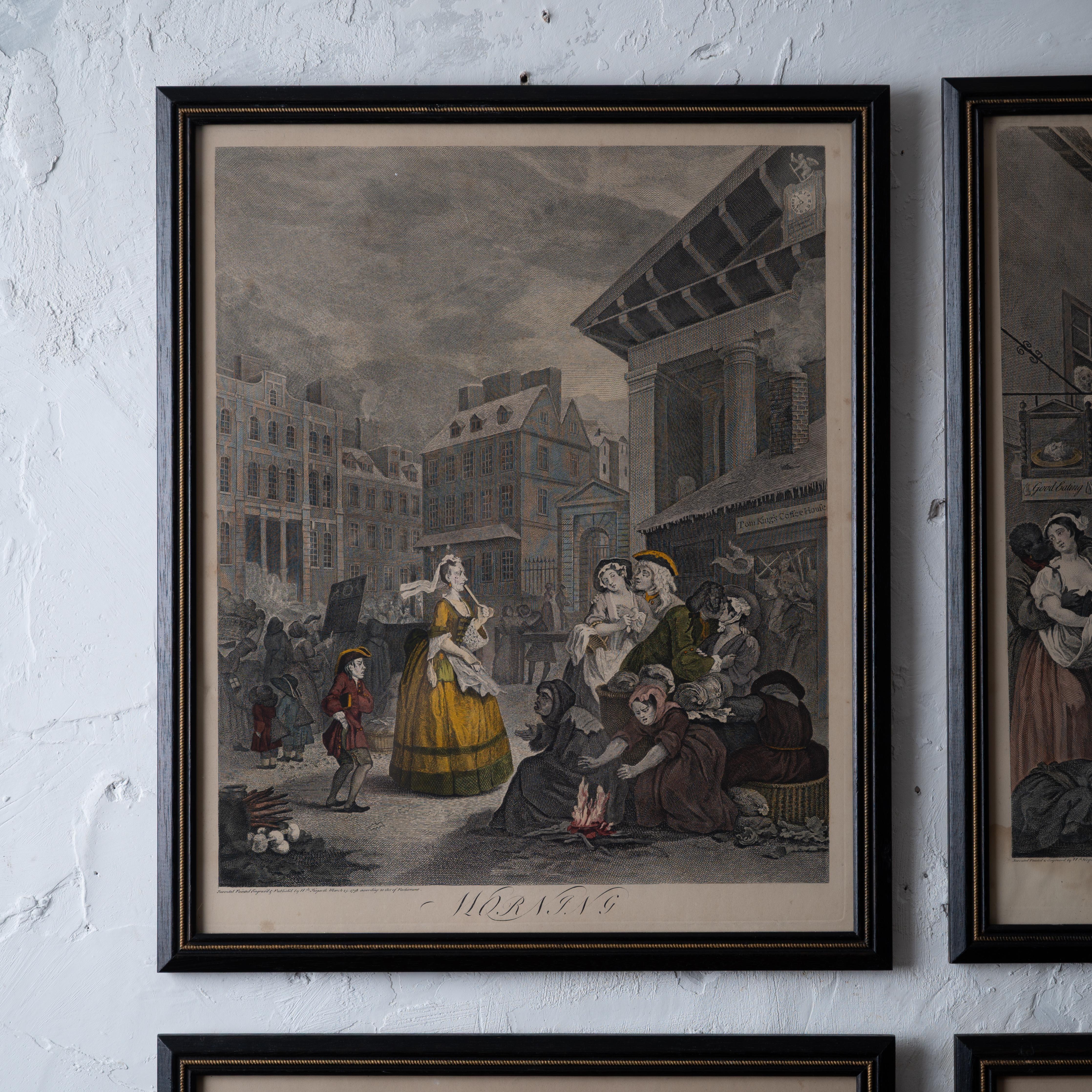 William Hogarth, The Four Times of the Day - Set of 4 In Good Condition For Sale In Savannah, GA